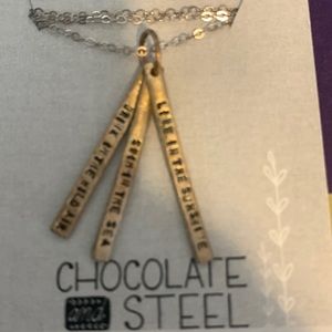 Necklace made by Christine Street-Chocolate and Steel Sustainable jewelry. New